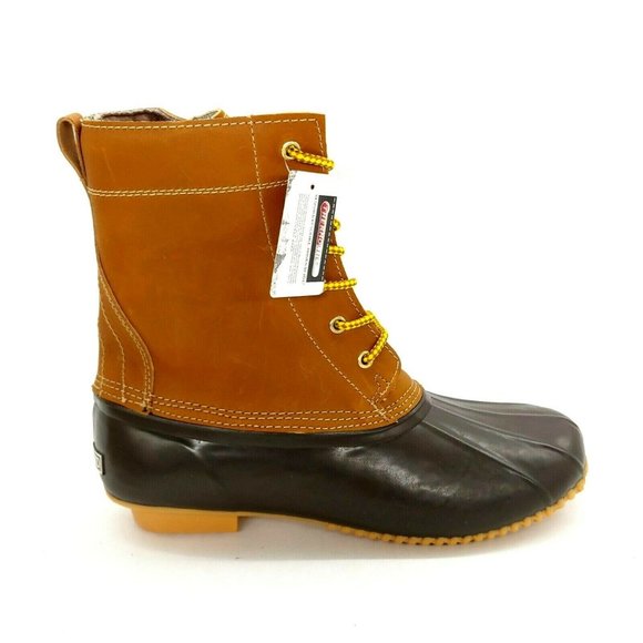 Womens Leather Ankle Duck Boots Brown